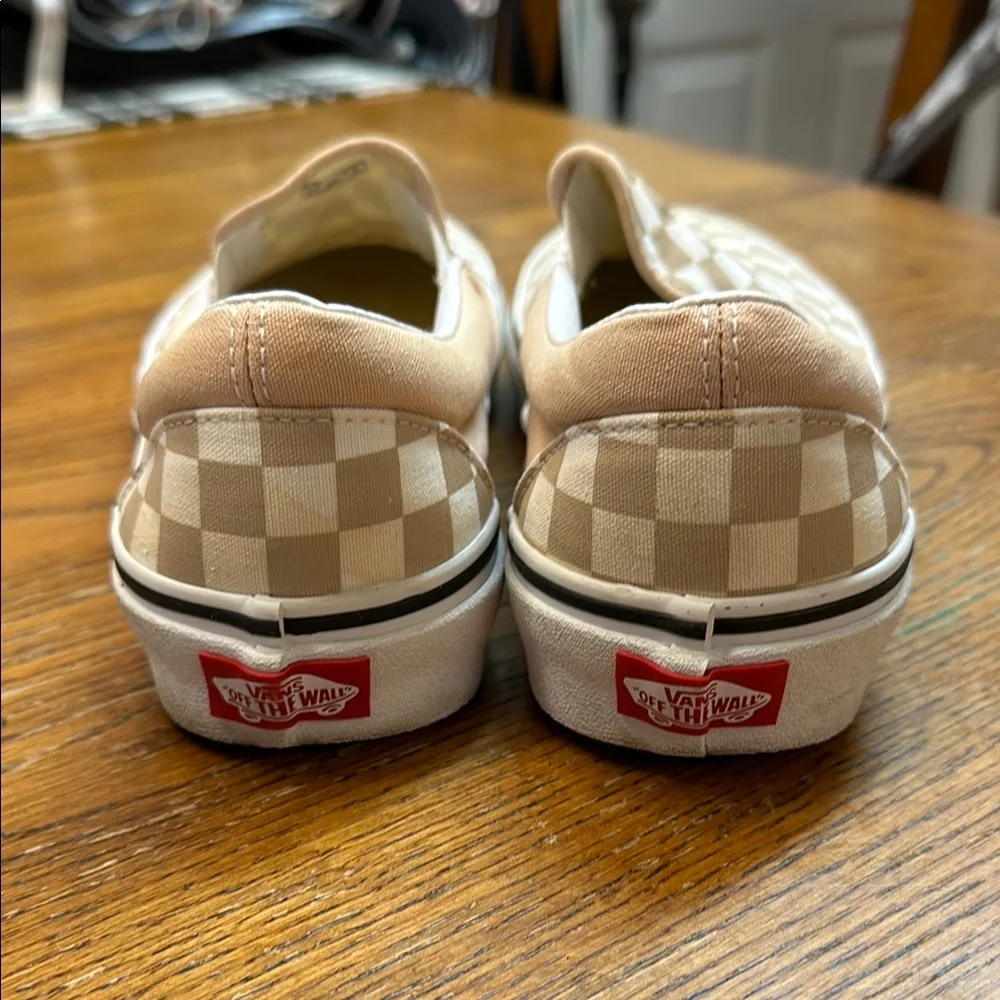 Vans Checkerboard Slip-On in Beige and Cream - Picture 2 of 9